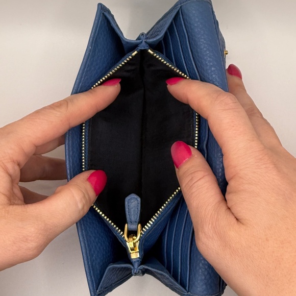 Prada Continental Flap Long Wallet in Blue Pebbled Leather - Picture 14 of 17